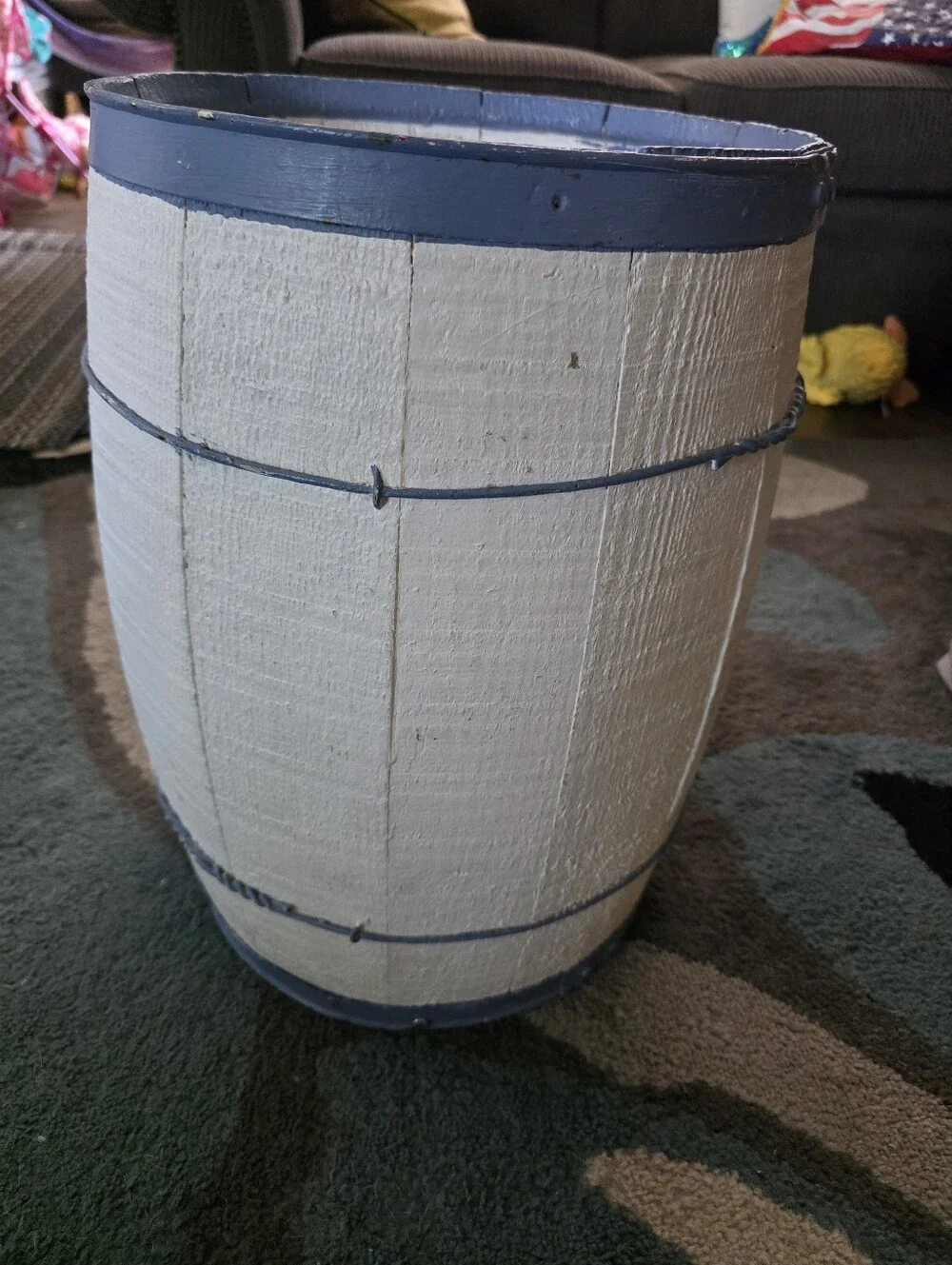 Blue & Cream Decorative Textured Basket - Home Accents